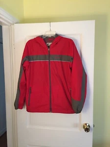 Columbia Red Gray Nylon Full Zip Jacket Windbreaker Hoodie Youth 18/20 - Picture 1 of 11