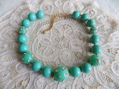 DISEÑADOR KENNETH JAY LANE - MAGNÍFICO COLLAR TURQUESA SINTÉTICO con diamantes de imitación Foto 1 de 4