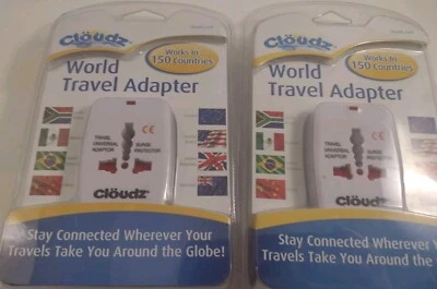 2 adaptadores de viaje Cloudz World cada uno funciona en 150 países, blanco  Foto 1 de 3