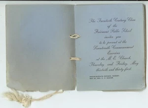Programa de escuela secundaria Fairmont Nebraska 1901 - clase del siglo XX - Imagen 1 de 4