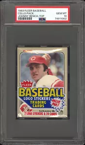 NEW 1983 Fleer Baseball Cello Pack, Johnny Bench #584 TOP, Reds, PSA 10 POP 5 - Picture 1 of 2