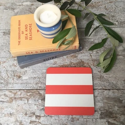 CORNISHWARE/T. G. GREEN Cornishware Inspired Red Stripe Coaster
