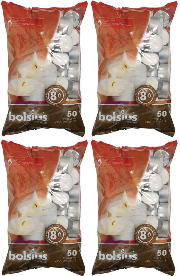 200 velas Tealight Bolsius sin aroma - hasta 8 horas de tiempo de combustión - blancas Foto 1 de 1