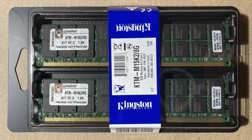 *NEW* KINGSTON KTM-M15K2/8G DDR2-667 PC2-5300 8GB ECC REG KIT (4G x2) FOR SERVER - Image 1 of 1