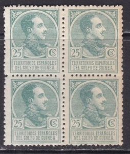 1919 - España - Guinea - Edifil 134 - Alfonso XIII - Bloque 4 - MNH - Imagen 1 de 2