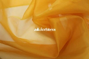 Tela de organza amarilla por yarda_ cristal transparente "54 ancho_ precio al por mayor" - Imagen 1 de 4