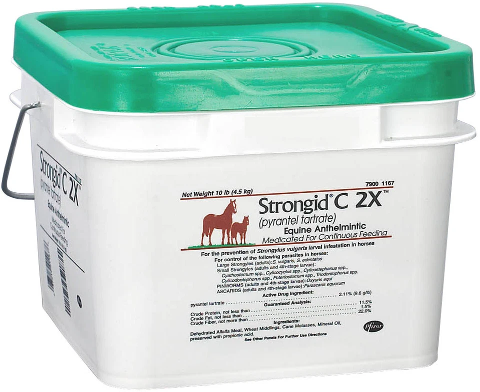 Tartrato de pirantel equino de alimentación continua Strongid C 2x pellet caballo gusano 10 lb  Foto 1 de 1