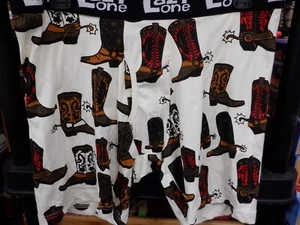 MENS LAZY ONE MEDIUM 32-34 CREAM ALLOVER BOOTS PRINT BOXER BRIEFS NEW #21818 - Picture 1 of 2