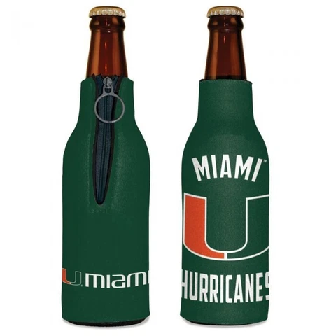 MIAMI HURRICANES BOTTLE HOLDER COOZIE KOOZIE COOLER WITH ZIPPER NCAA Cover