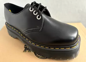 DR MARTENS BLACK 1461 QUAD SQUARED TOE POLISHED LEATHER SHOES SIZE UK 10 EU 45 - Picture 1 of 6