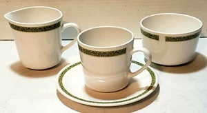 Corning Centura "Lynwood Green"  Cream & Sugar Bowl( No Lid) Set. Cup & Saucer. - Picture 1 of 11