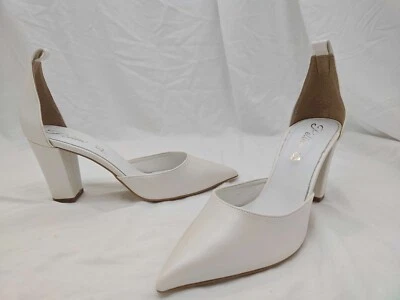 Pelino Talla 8.5 D'Orsay Blanco Perla Novia Boda Juegos con disfraces Baile de graduación Zapato Tacón Bloque Foto 1 de 4