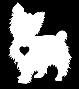 Yorkie With Heart Vinyl Decal puppy dog car truck laptop sticker window outside - Picture 1 of 1
