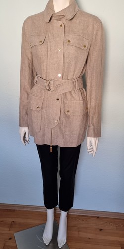 Michael Kors lino utility coat cappotto di lino giacca safari trench taglia S
