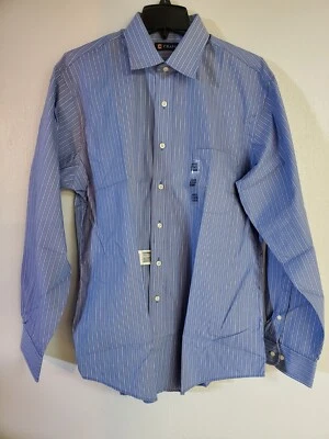 CAMISA DE VESTIR AJUSTADA CON BOTONES LS CHAPS (NUEVA) PARA HOMBRE TALLA XL 17 34/35 PERIWINKLE/AZUL Foto 1 de 4