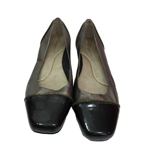 Easy Spirit Shoes soft black and Silver leather loafers slip on Women's size 8W - Picture 1 of 6
