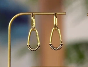 Rarities Carol Brodie Gold-Plated Silver Pave Spinel ETERNITY Earrings NWT - Picture 1 of 6