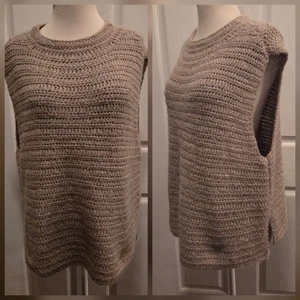 Eileen Fisher Tunika Pullover Weste Häkel Häkel Peruan Alpaka Beige Small - Bild 1 von 11