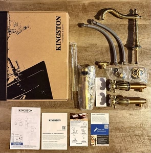 Kingston Brass | 8 in Widespread Bathroom Faucet, Brass | 11x6.5x8.06 | KB1977AX - Picture 1 of 16