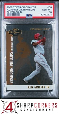 2008 TOPPS CO-SIGNERS SILVER GOLD #36 KEN GRIFFEY JR. HOF #/150 POP 1 PSA 10 - Image 1 of 3
