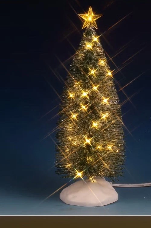 LEMAX Lighted Evergreen Tree -Holiday Village- 10 In CLEAR Battery Or Adapter