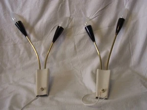 Pair Two Arms Brass Sputnik Sconces Stilnovo Style Mid Century Italy #W/U - Picture 1 of 15