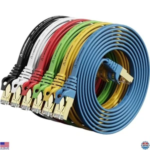 Cable Ethernet blindado Cat 7 - Cables de conexión planos de 5 pies (paquete de 6) para módem, enrutador - Imagen 1 de 6