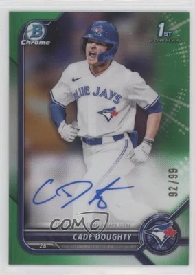 2022 Bowman Draft Chrome Pick Green Refractor /99 Cade Doughty #CDA-CDY Auto - Image 1 of 2