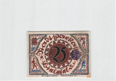 Bielefeld Stoffgeld Stadtsparkasse 25 Mark 1921 gebraucht/Stempel/Probe (G.ZP49) - Bild 1 von 2