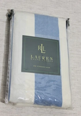 Funda de almohada a rayas Ralph Lauren - crema y azul - Catalina Island - estándar Foto 1 de 4