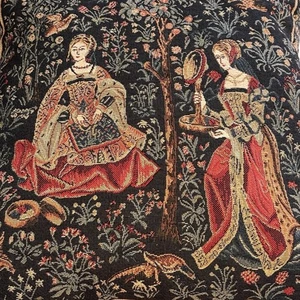 Cojín almohada tapiz medieval tejido belga decoración del hogar detalle europeo - Imagen 1 de 5
