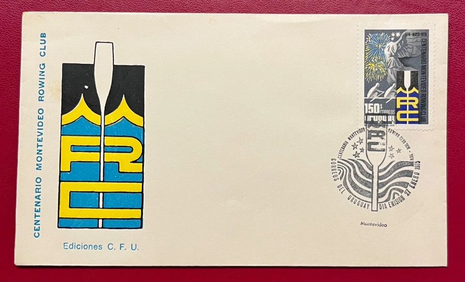 УРУГВАЙ * СПЕЦИАЛЬНЫЙ ПОЧТОВЫЙ ШТЕМПЕЛЬ «CENTENNARY MONTEVIDEO ГРЕБНОЙ КЛУБ» КРЫШКА YVERT # 908 - Изображение 1 из 1