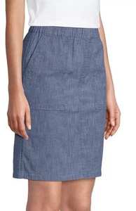 NEW Lands End Women’s Plus Size 22 Mid-Rise Elastic Waist Chambray Skort NWT 22W - Picture 1 of 7
