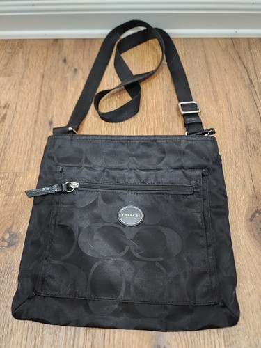 Borsa a tracolla Coach 77408 Signature Getaway Nylon File nera 10 5x9 5x1