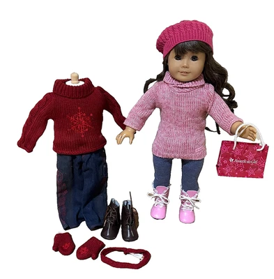 American Girl Cool Weather Clothes Cozy Sweater Snowflake Glitter Jeans+ NO DOLL - Image 1 of 4