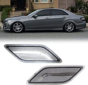 For 10-13 Mercedes Benz W212 E-Class 2x Clear White LED Front Side Marker Light