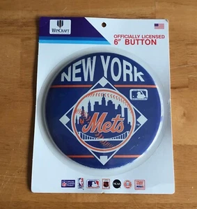 "Pin de botón oficial de colección Wincraft New York Mets MLB 6"" NUEVO EN PAQUETE sin abrir" - Imagen 1 de 2