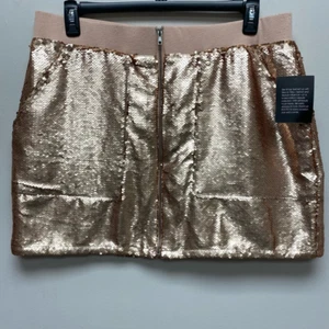 Becca Tilley X Bar III Womens A Line Skirt Metallic Rose Gold Sequin XXL New - Picture 1 of 10