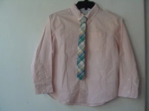 NWT Old Navy Boys Long Sleeve Light Pink Cotton Shirt Size M/8 Button Up+ TIE - Picture 1 of 15