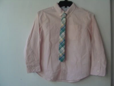 NUEVO CON ETIQUETAS Camisa Antigua Azul Marino Niños Manga Larga Rosa Claro Algodón Talla L 10-12 Corbata con Botones Foto 1 de 4