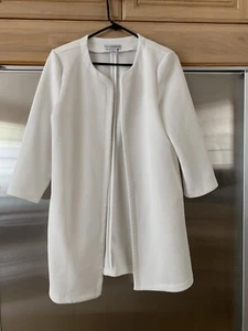 SAG HARBOR JACKET “WINTER WHITE” TEXTURED CLASSIC Longline Open Front Sz M 10-12 - Picture 1 of 7