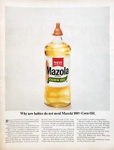 PRINT AD Mazola Corn Oil 1966 10.5x13 Baby Bottle - Picture 1 of 1