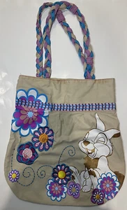 Borsa Tote Disney Parks Bambi Thumper Ricamata Tela RARA - Foto 1 di 9
