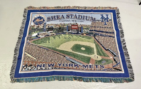 New York Mets Woven Throw Blanket MLB Shea Stadium 58x45 Danbury Mint Cover