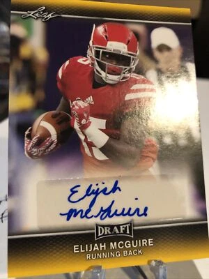 2017 Leaf Draft Elijah McGuire #A-EM1 Auto RC Rookie Football Card NM/M MINT - Image 1 of 4