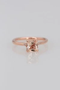 Natural Morganite Gemstone Solitaire Engagement Wedding Ring 10k Rose Gold - Picture 1 of 5