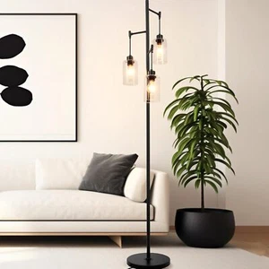 70.8" Tall Floor Lamp 3-Lights Glass Standing Lighting Living Room Floor Lamps - Picture 1 of 10