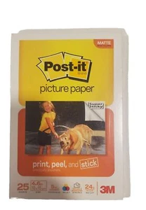 3M Post-it Sticky Picture Paper 25 Sheets 4x6 Inkjet Printer Photo Sticker NEW - Picture 1 of 2