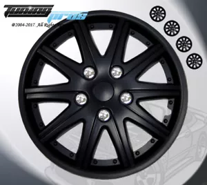 14" Inch Matte Black Hubcap Wheel Cover Rim Covers 4pc, Style Code 027 14 Inches - Picture 1 of 4