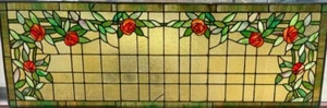 AG1017 Antique c1905 Mackintosh Rose 6Ft Transom Window Chicago Salvage Restored - Picture 1 of 4